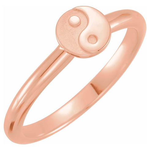 14k Rose Gold Stackable Yin Yang Ring