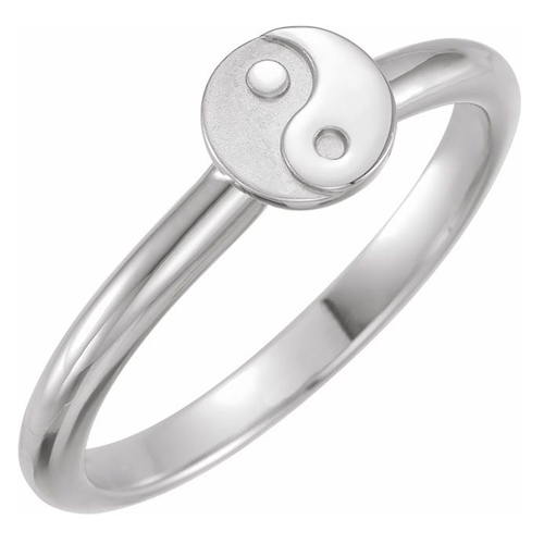 14k White Gold Stackable Yin Yang Ring