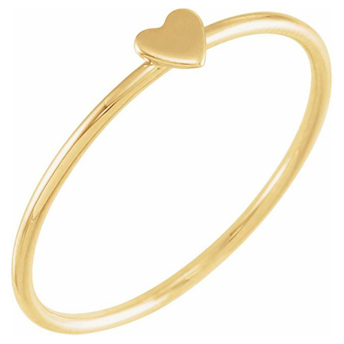 14k Yellow Gold Stackable Heart Ring