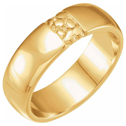 14k Yellow Gold Nugget Wedding Band 6mm