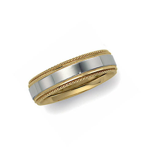18kt Yellow Gold and Platinum 6mm Fancy Milgrain Wedding Band