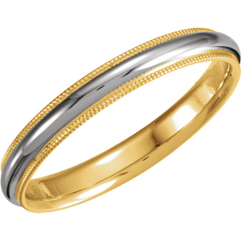 18kt Yellow Gold and Platinum 3.5mm Milgrain Band