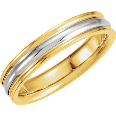 18kt Yellow Gold and Platinum 4mm Wedding Band with Rounded Edges