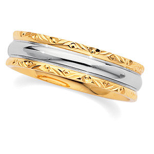 6mm 18kt Gold and Platinum Band with Fancy Edges