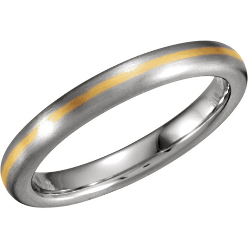 18k Yellow Gold and Platinum 3.5mm Brushed Wedding Band