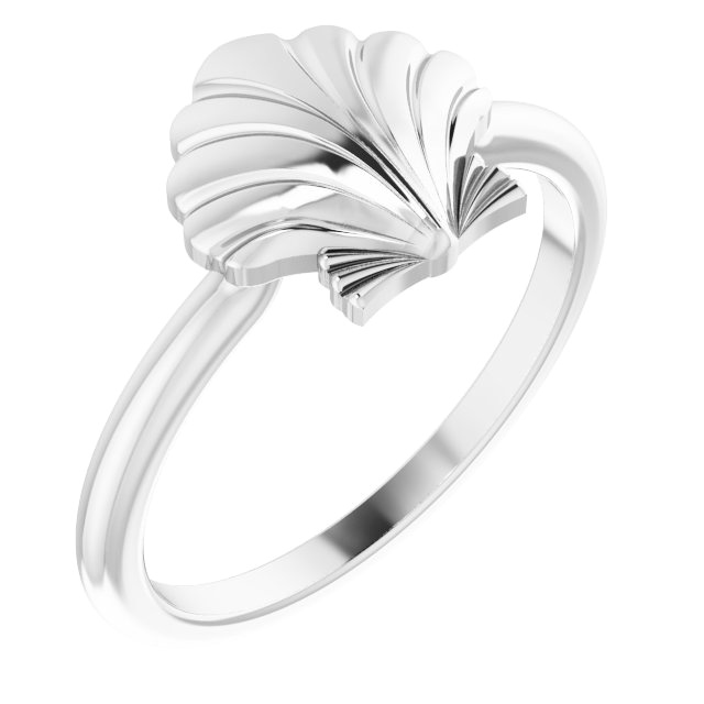 14k White Gold Scallop Shell Ring