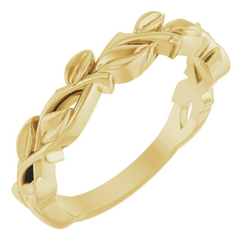 14k Yellow Gold Ladies' Floral Design Wedding Band