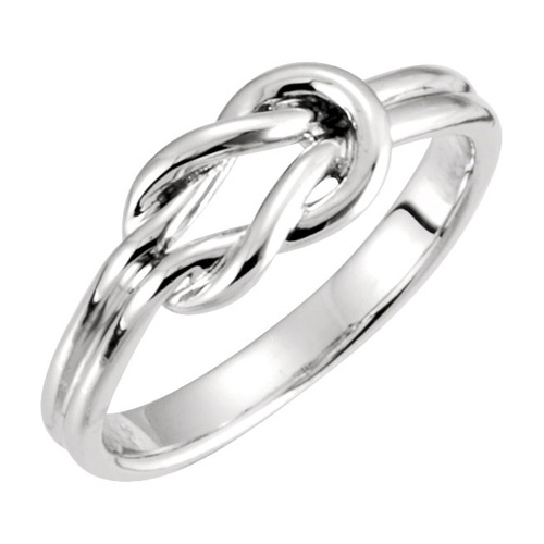 14k White Gold Grooved Knot Ring