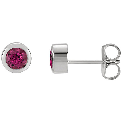 14kt White Gold 1/2 ct Pink Tourmaline Bezel Earrings
