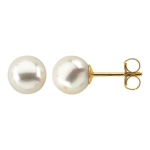 14kt Yellow Gold 5mm White Akoya Cultured Pearl Stud Earrings