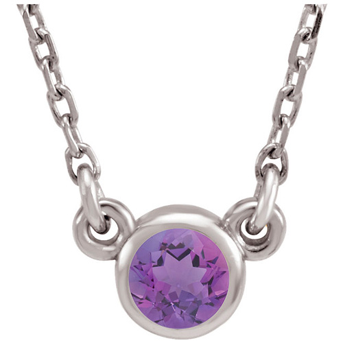 14kt White Gold 1/4 ct Amethyst Bezel 18in Necklace