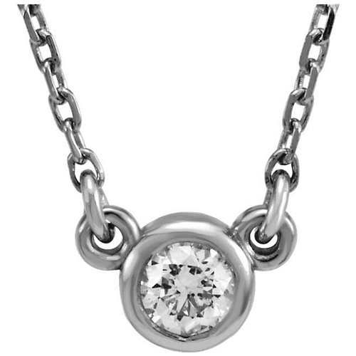 14kt White Gold 1/3 ct White Sapphire Bezel 18in Necklace