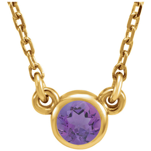 14kt Yellow Gold 1/4 ct Amethyst Bezel 16in Necklace