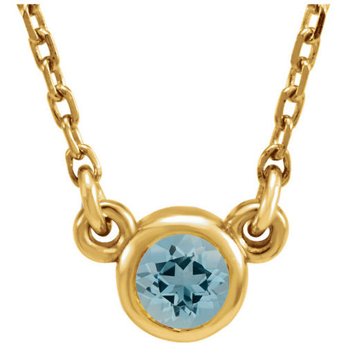 14kt Yellow Gold 1/4 ct Aquamarine Bezel 16in Necklace