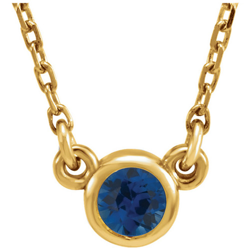 14kt Yellow Gold 1/3 ct Blue Sapphire Bezel 16in Necklace