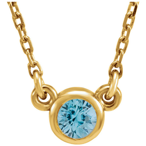 14kt Yellow Gold 2/5 ct Blue Zircon Bezel 16in Necklace