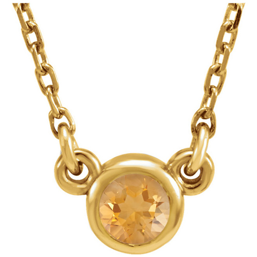 14kt Yellow Gold 1/4 ct Citrine Bezel 16in Necklace