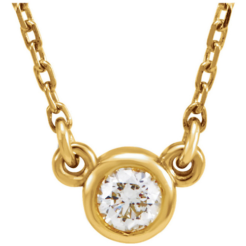 14kt Yellow Gold 1/4 ct Diamond Bezel 16in Necklace