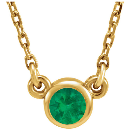 14kt Yellow Gold 1/4 ct Emerald Bezel 16in Necklace