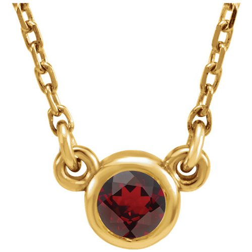 14kt Yellow Gold 1/4 ct Garnet Bezel 16in Necklace