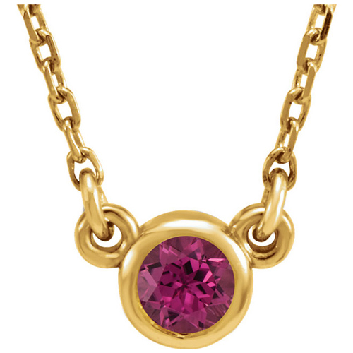 14kt Yellow Gold 1/4 ct Pink Tourmaline Bezel 16in Necklace