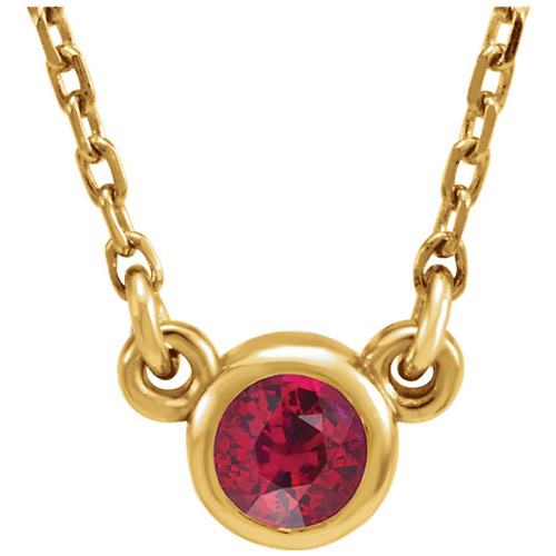 14kt Yellow Gold 1/3 ct Ruby Bezel 16in Necklace