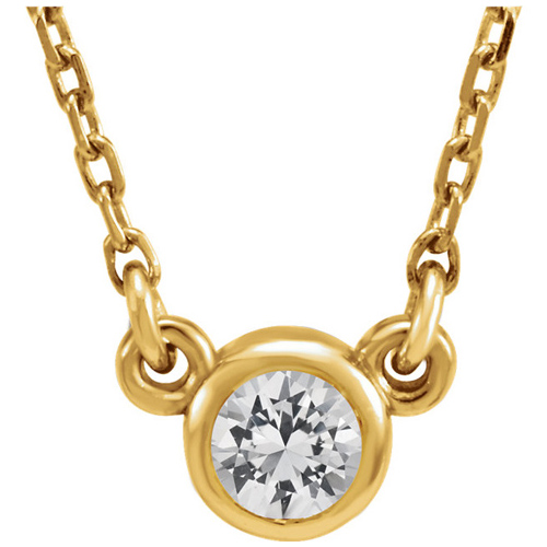 14kt Yellow Gold 1/3 ct White Sapphire Bezel 16in Necklace