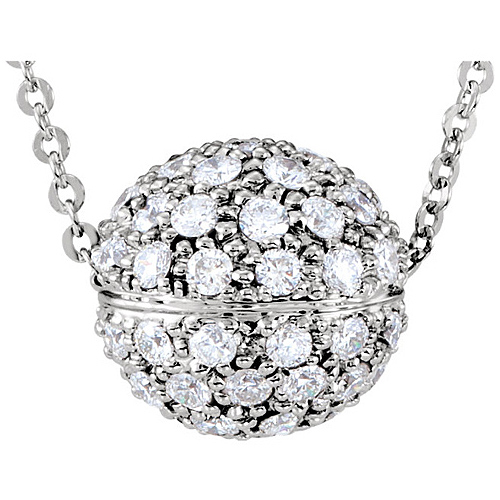 14kt White Gold 1 ct Diamond Globe Necklace