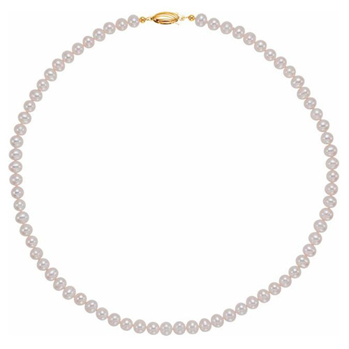 Panache 14k Yellow Gold 6mm Freshwater Cultured Pearl Strand Necklace 18in