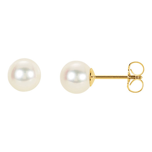 14kt Yellow Gold 7mm Freshwater Cultured Pearl Stud Earrings