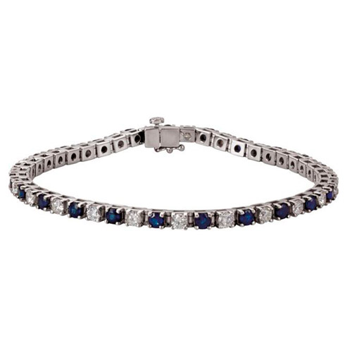 14k White Gold Sapphire & 2 3/8 ct tw Diamond Line Bracelet