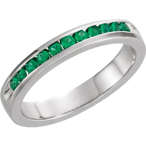 14k White Gold 2/5 ct Emerald Classic Channel Set Anniversary Band