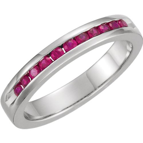 14k White Gold 1/3 ct Ruby Classic Channel Set Anniversary Band