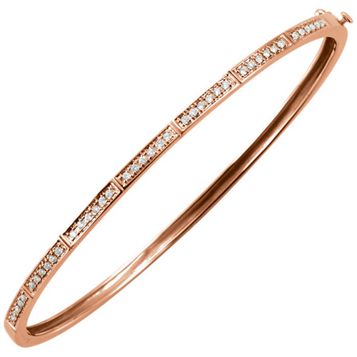 14kt Rose Gold 1/3 ct Diamond Bangle Bracelet
