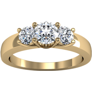 14kt Yellow Gold 1 CT TW Moissanite 3-Stone Ring
