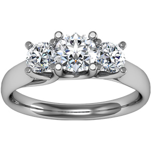 14kt White Gold 1 CT TW Moissanite 3-Stone Anniversary Ring