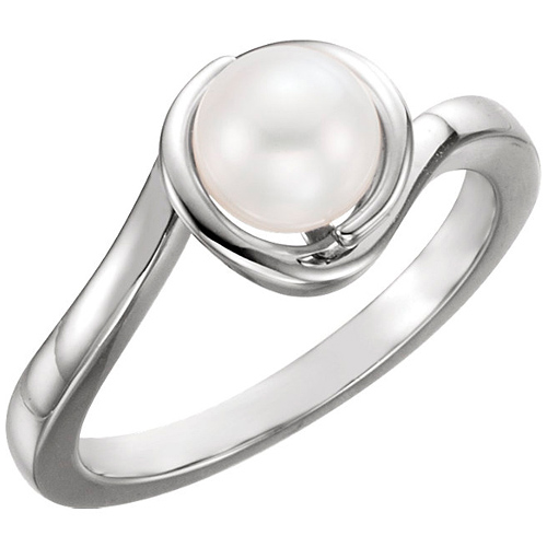 14kt White Gold 7mm Freshwater Cultured Pearl Wrapped Ring