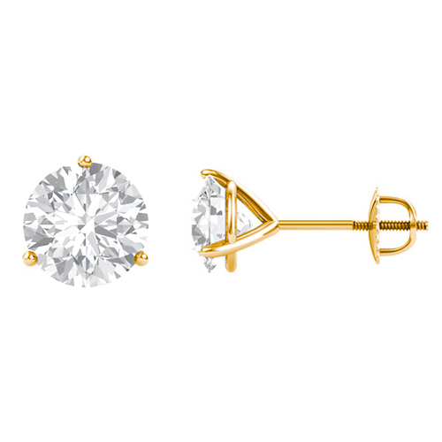 14kt Yellow Gold 2 ct tw Forever One Moissanite Martini Screw Earrings