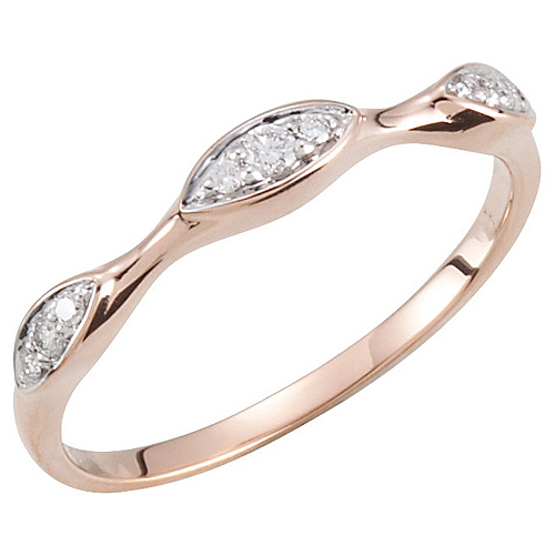 14kt Rose Gold Stackable 1/10 ct Diamond Pointed Oval Ring JJ64980R