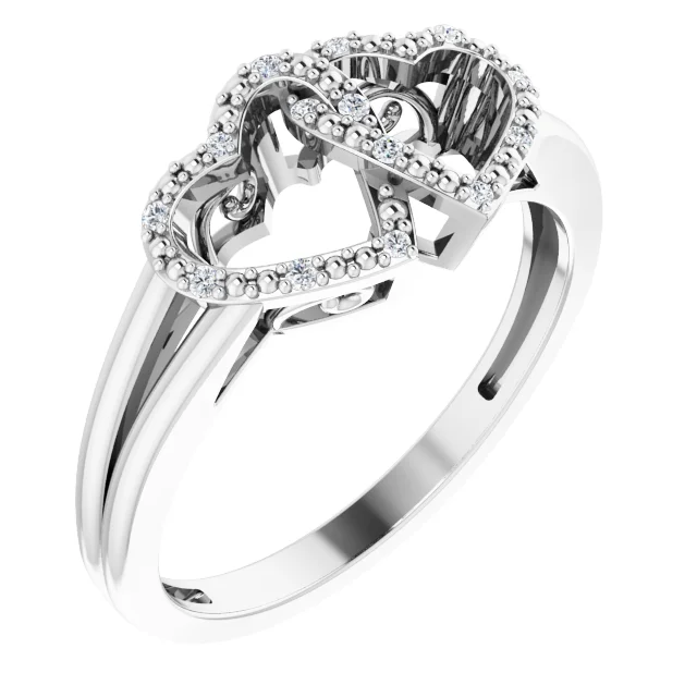 Sterling Silver .05 ct tw Diamond Two Hearts Promise Ring