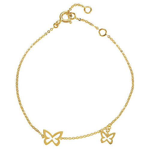 14kt Yellow Gold 7in Butterfly Charm Bracelet