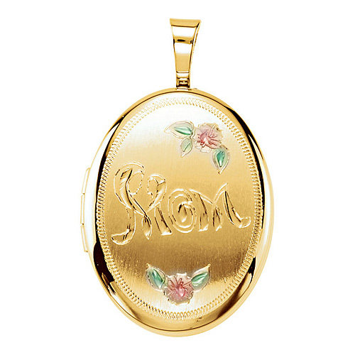 Gold-plated Sterling Silver 3/4in Oval Mom Locket