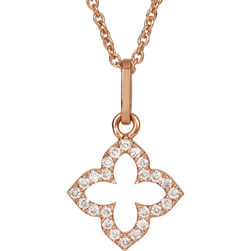 14kt Rose Gold Petite Diamond Cross 16in Necklace