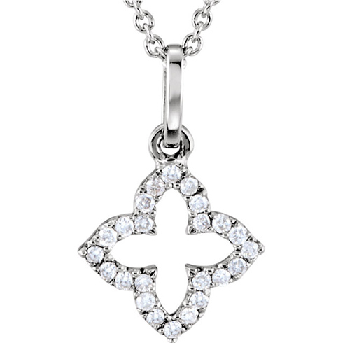 14kt White Gold Petite Diamond Cross 16in Necklace