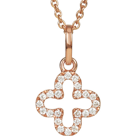 14kt Rose Gold .07 ct tw Diamond Cross 16in Necklace