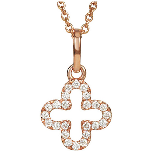 14kt Rose Gold Dainty Diamond Cross 16in Necklace