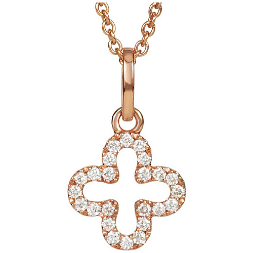 14kt Rose Gold Dainty Diamond Cross 16in Necklace