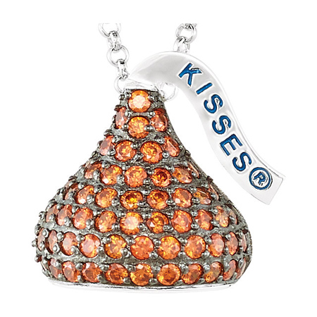 Sterling Silver 5/8in HERSHEY'S KISSES January CZ Necklace