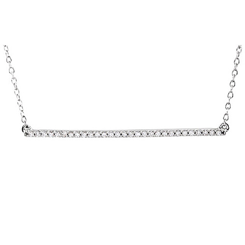14kt White Gold 1/6 ct Diamond Bar on 18in Necklace