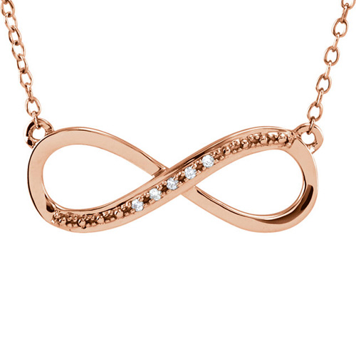 14kt Rose Gold .025 ct Diamond Infinity Necklace
